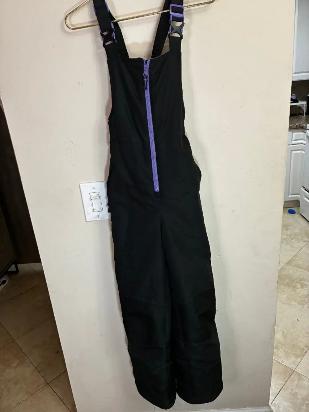 Champion Youth Black Purple Insulated Snow Bib Ski Overalls 44” Length
